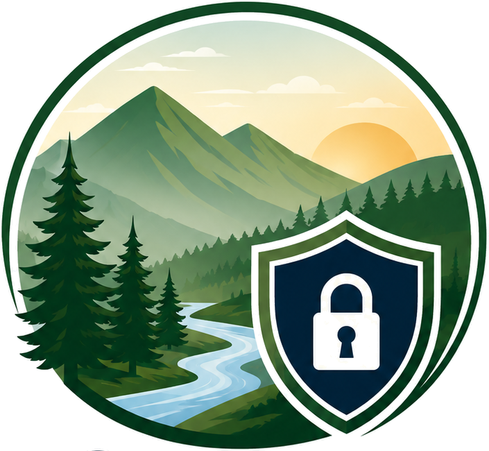 SafeHaven shield and Vermont landscape logo